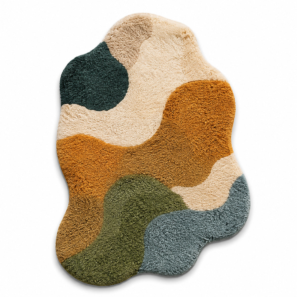 Hand Tufted Abstract Organic Shape Rug – Multicolor Textured Accent Area Rug, 60 x 90 cm