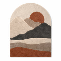 Hand Tufted Abstract Arch Rug – Modern Geometric Landscape Design, 70 x 90 cm