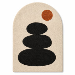Hand Tufted Abstract Pebble Arch Rug – Beige, Black & Rust Geometric Accent Rug, 60 x 90 cm