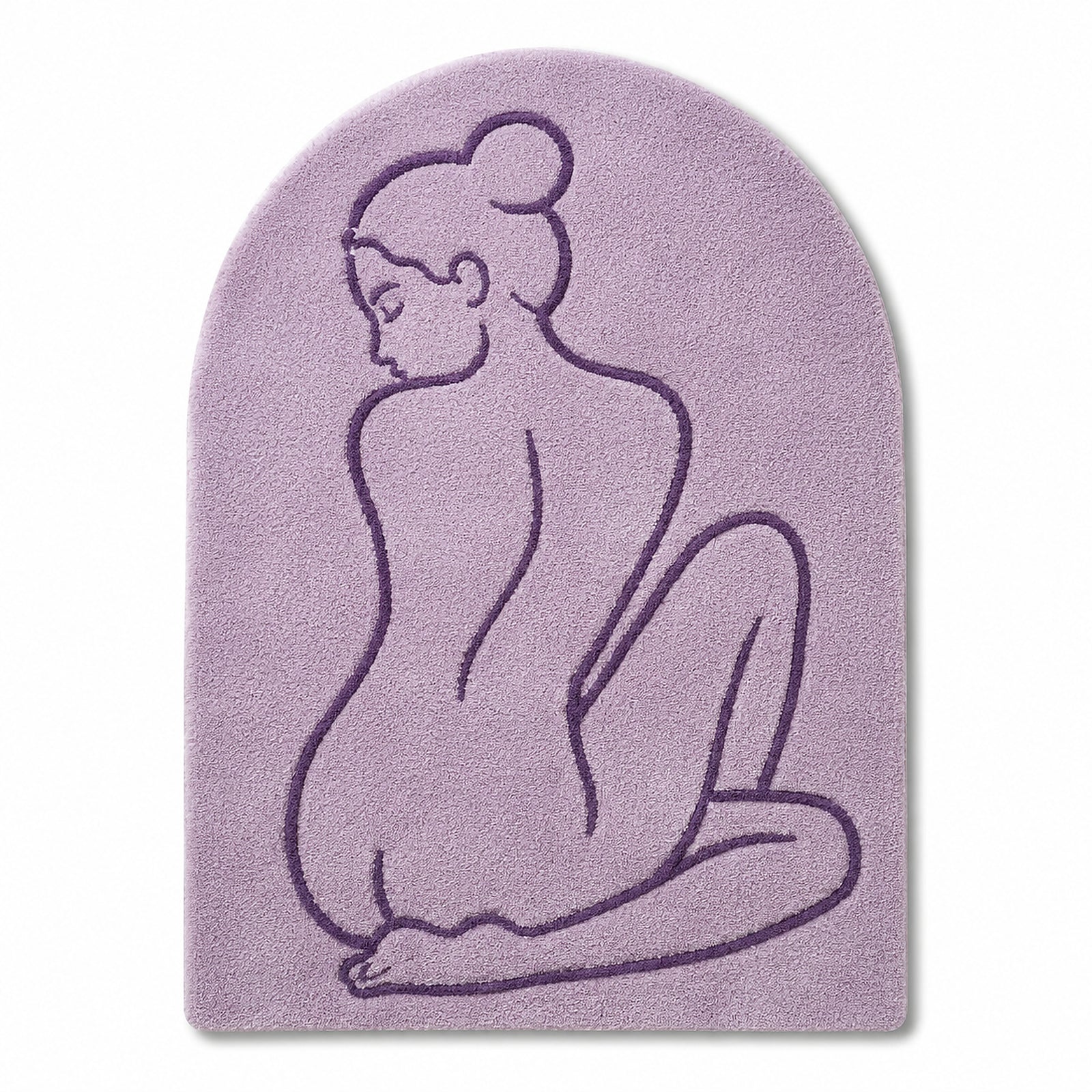 Lavender Tufted Arch Rug with Minimalist Woman Line Art – 70 x 90 cm
