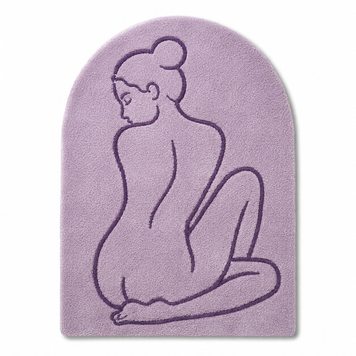 Lavender Tufted Arch Rug with Minimalist Woman Line Art – 70 x 90 cm
