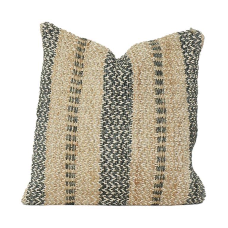 Handwoven 100% Jute Cushion Cover | Rustic Striped Natural Fiber Pillow Cover | Boho Farmhouse Decor | 45x45 cm - Bulk manufacturer & supplier from Panipat, India