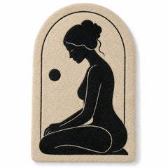 # Minimalist Black Silhouette Tufted Rug – Arch Shape Beige Decorative Accent Rug, 60 x 90 cm