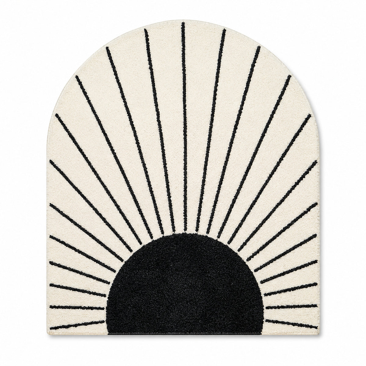 Minimalist Black Sunburst Tufted Arch Rug – 70 x 90 cm