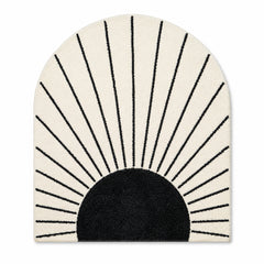 Minimalist Black Sunburst Tufted Arch Rug – 70 x 90 cm