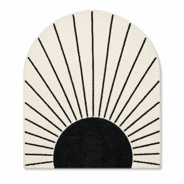Minimalist Black Sunburst Tufted Arch Rug – 70 x 90 cm