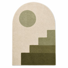 Modern Sage Green Step Arch Tufted Rug – Abstract Geometric Accent Rug, 70 x 90 cm