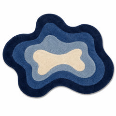 Organic Wave Contour Tufted Rug – Navy Blue & Cream Abstract Shag Rug, 60 x 90 cm