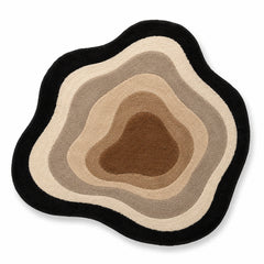 Organic Contour Tufted Rug – Abstract Layered Design in Black, Beige & Brown – 60 x 90 cm