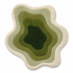 Organic Layered Green Tufted Rug – Abstract Contour Design, Handmade Accent Rug