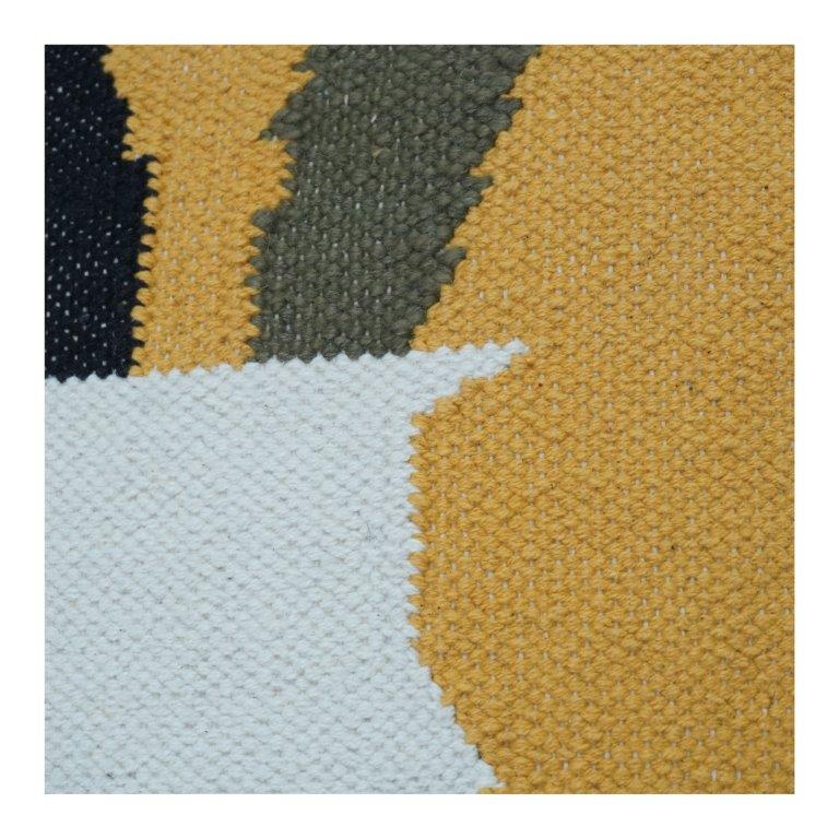 Mustard Yellow Cotton Cushion Cover with Embbroidered Vase & Leaf Design | Modern Abstract Decor | 18x18 Inch - Bulk manufacturer & supplier from Panipat, India
