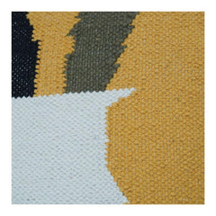 Mustard Yellow Cotton Cushion Cover with Embbroidered Vase & Leaf Design | Modern Abstract Decor | 18x18 Inch