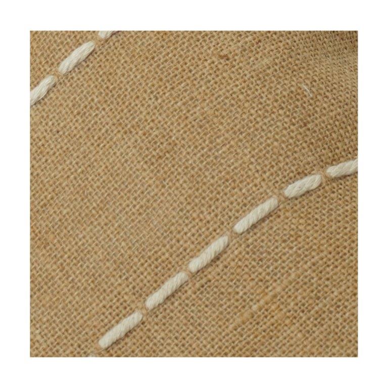 Hand Embroidered Cotton Cushion Cover – Beige Striped Stitch Design | 45x45 cm | Minimal Modern Decor Pillow