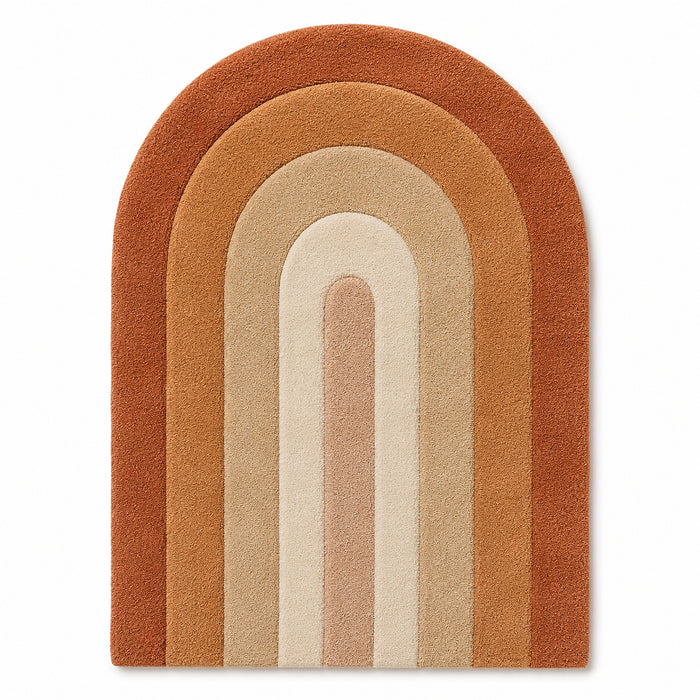 Terracotta Arch Tufted Rug – Soft Abstract Geometric Area Rug, 60 x 90 cm