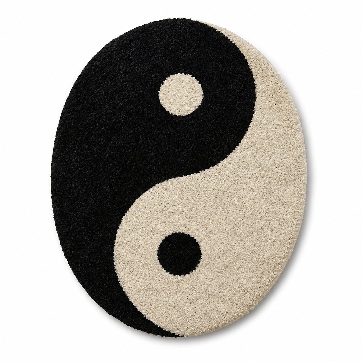 Yin Yang Black & Ivory Tufted Rug – Modern Abstract Oval Accent Rug, 60 x 90 cm