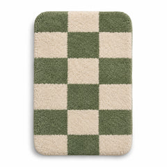 Sage Green & Cream Checkerboard Tufted Rug – 60 x 90 cm