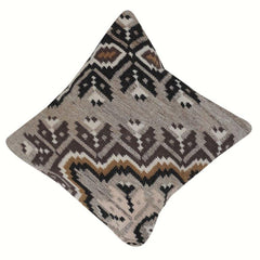Geometric Woven Cotton Cushion Cover | Tribal Pattern Decorative Pillow Cover | Neutral Boho Home Décor (18x18 Inch)