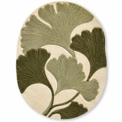 Ginkgo Leaf Printed Rug 60 x 90 cm – Botanical Green Oval Accent Rug for Living Room & Bedroom