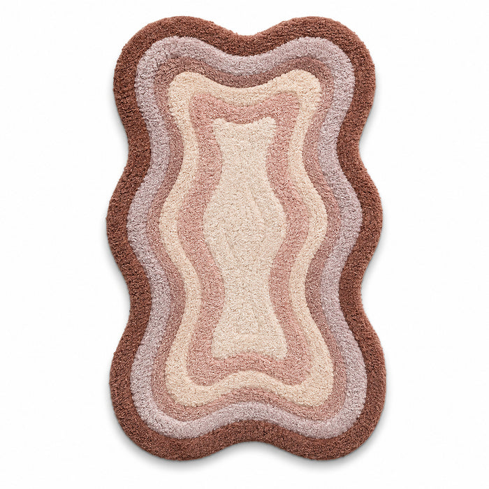 Hand Tufted Wavy Abstract Rug in Brown, Blush & Beige – 60 x 90 cm