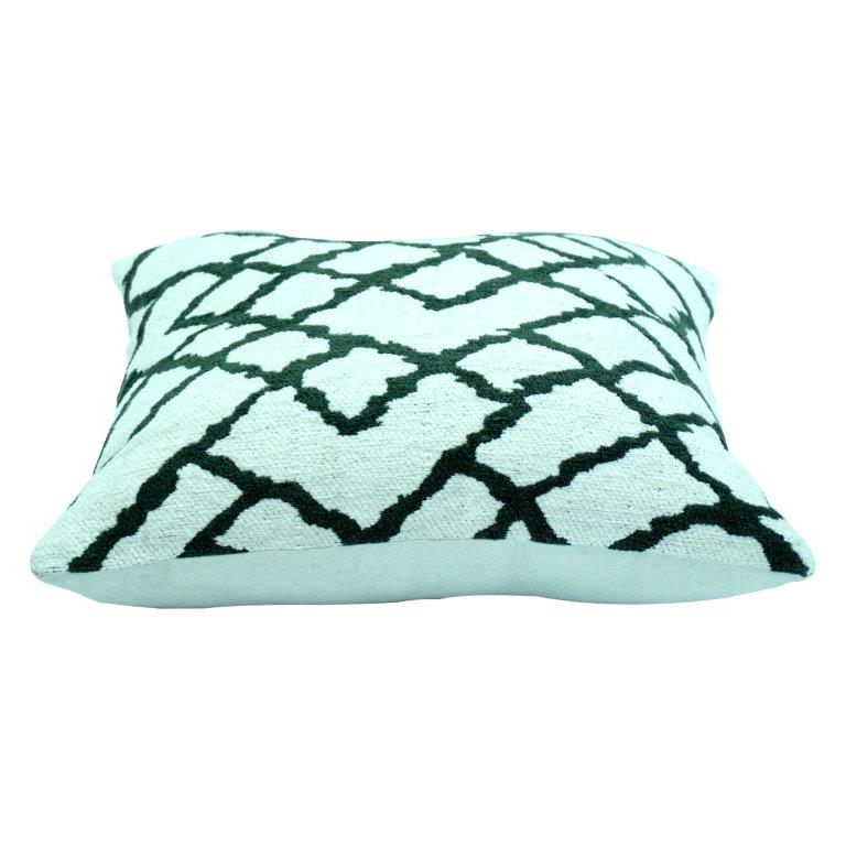 Jacquard Woven Cotton Cushion Cover – Geometric Trellis Pattern | 100% Cotton | Decorative Sofa & Bed Accent (18x18 Inch)