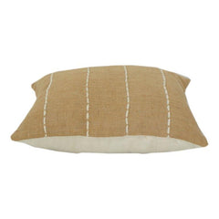 Handbestickter Baumwoll-Kissenbezug – Beige gestreiftes Stichdesign | 45x45 cm | Minimalistische moderne Dekokissen
