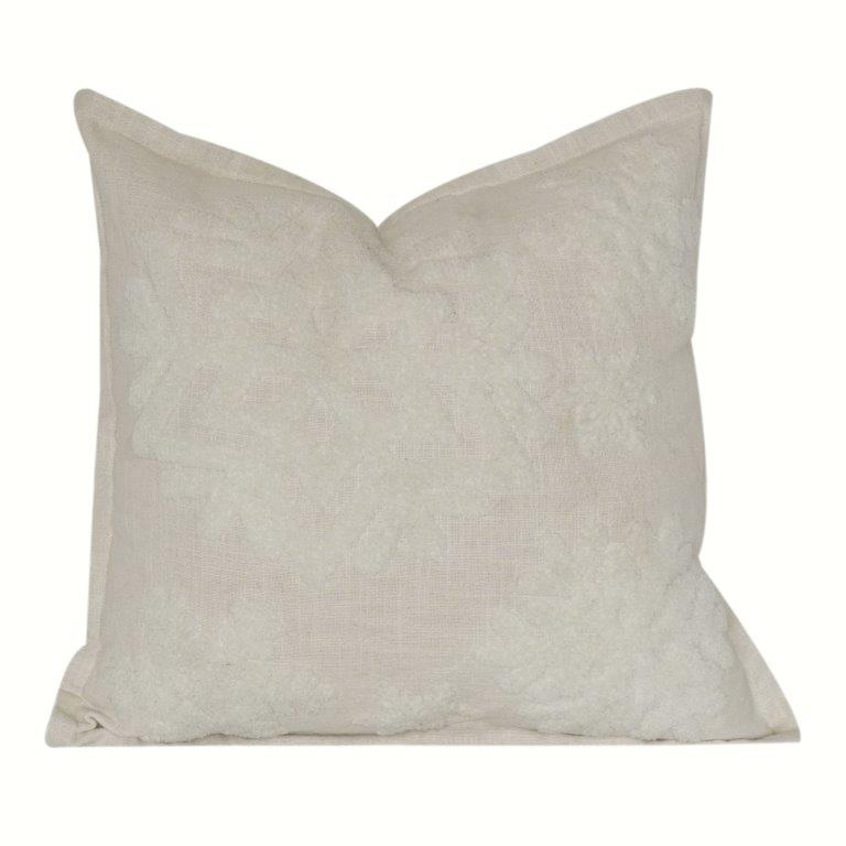 Ivory Textured Cotton Cushion Cover | Minimalist Solid Embbroidered Throw Pillow Cover | 18x18 Inch Neutral Home Décor - Bulk manufacturer & supplier from Panipat, India