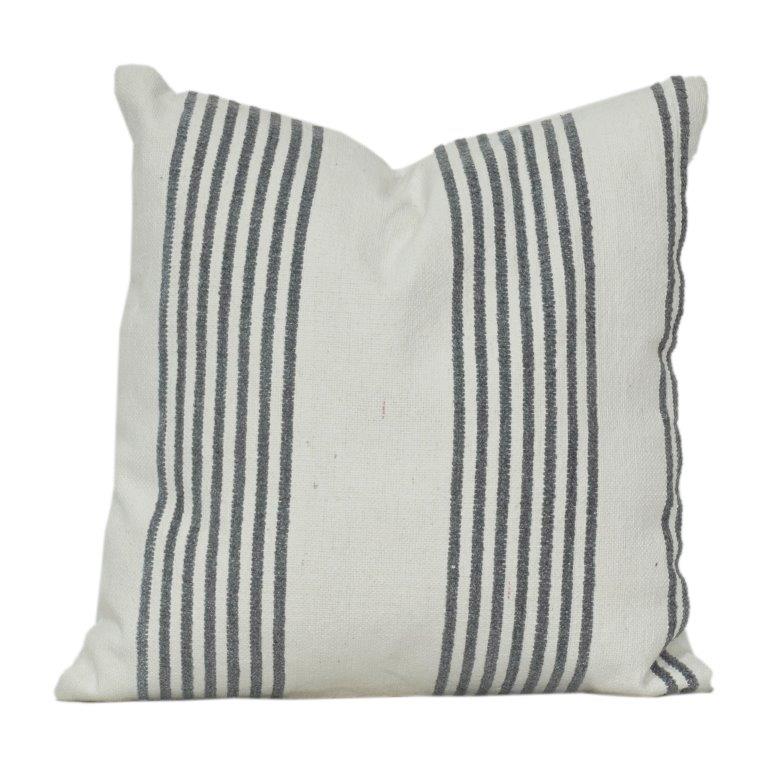 Minimalist Striped Cotton Cushion Cover 45x45 cm | Neutral Woven Throw Pillow Cover with Grey Stripes | Modern Farmhouse Decor - Bulk manufacturer & supplier from Panipat, India