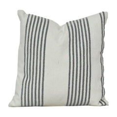 Minimalist Striped Cotton Cushion Cover 45x45 cm | Neutral Woven Throw Pillow Cover with Grey Stripes | Modern Farmhouse Decor