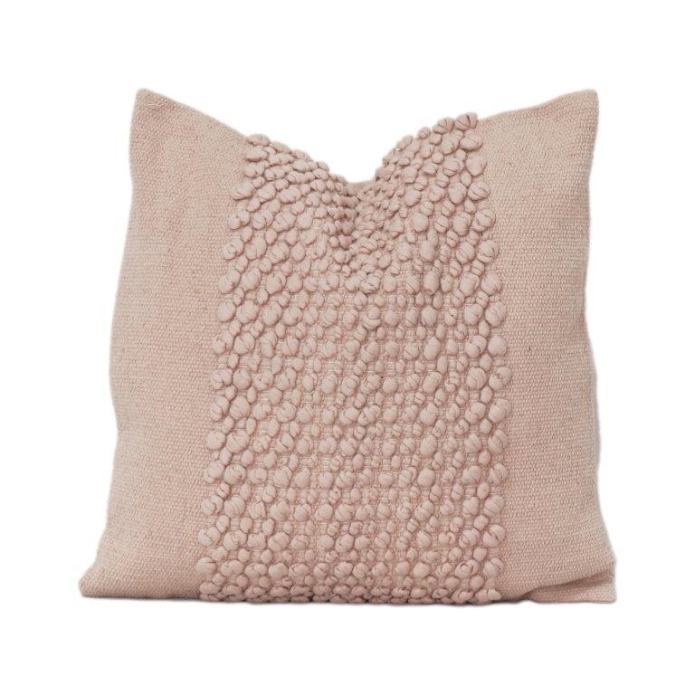 Blush Textured Cotton Cushion Cover with Handcrafted Bubble Embroidery | 45x45 cm