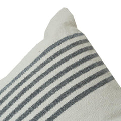 Minimalist Striped Cotton Cushion Cover 45x45 cm | Neutral Woven Throw Pillow Cover with Grey Stripes | Modern Farmhouse Decor