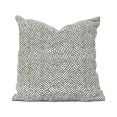 Housse de coussin en coton imprimé à la main – Motif chevron gris | Housse de coussin décorative moderne minimaliste | 45x45 cm