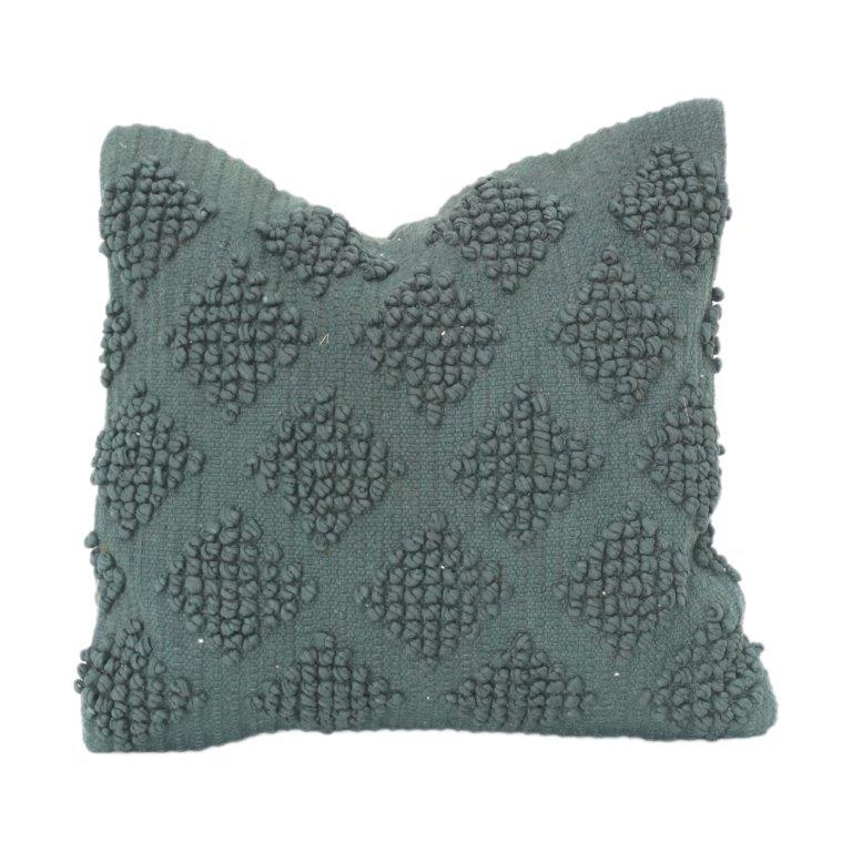 Textured Diamond Tufted Cotton Cushion Cover – Sage Green | 45x45 cm | Handcrafted Decorative Pillow Cover - Bulk manufacturer & supplier from Panipat, India