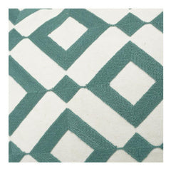 Geometric Embroidered Cotton Cushion Cover 45x45 cm – Teal Diamond Pattern | Modern Decorative Throw Pillow