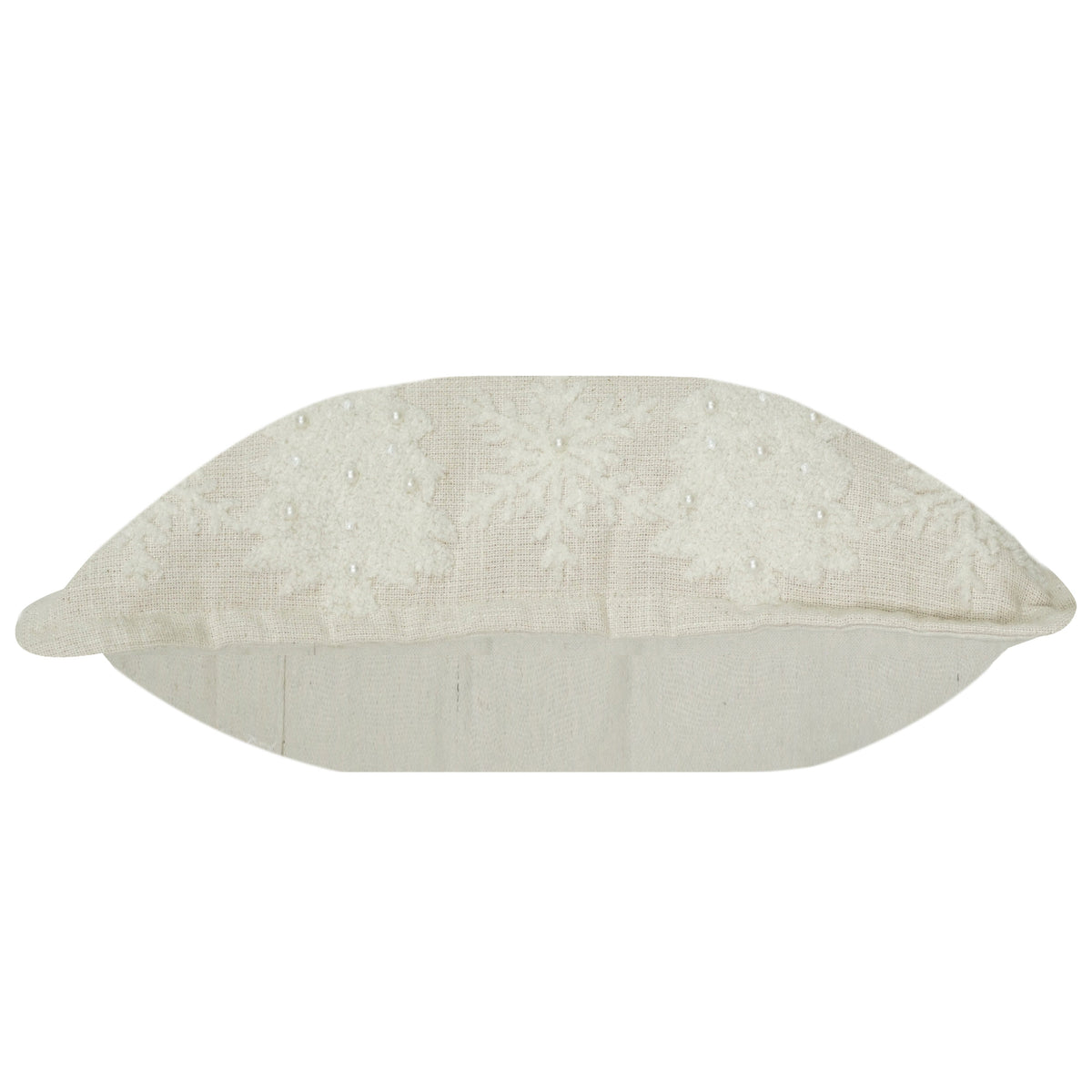 Ivory Snowflake Embroidered Cotton Cushion Cover | Textured Winter-Inspired Throw Pillow | 18x18 Inch - Bulk manufacturer & supplier from Panipat, India