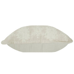 Ivory Snowflake Embroidered Cotton Cushion Cover | Textured Winter-Inspired Throw Pillow | 18x18 Inch
