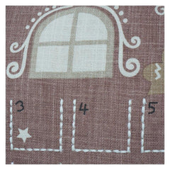 Weihnachtliches Lebkuchenhaus Adventskalender-Kissenbezug – Bestickter Baumwoll-Feiertagskissenbezug mit Taschen (45x45 cm)