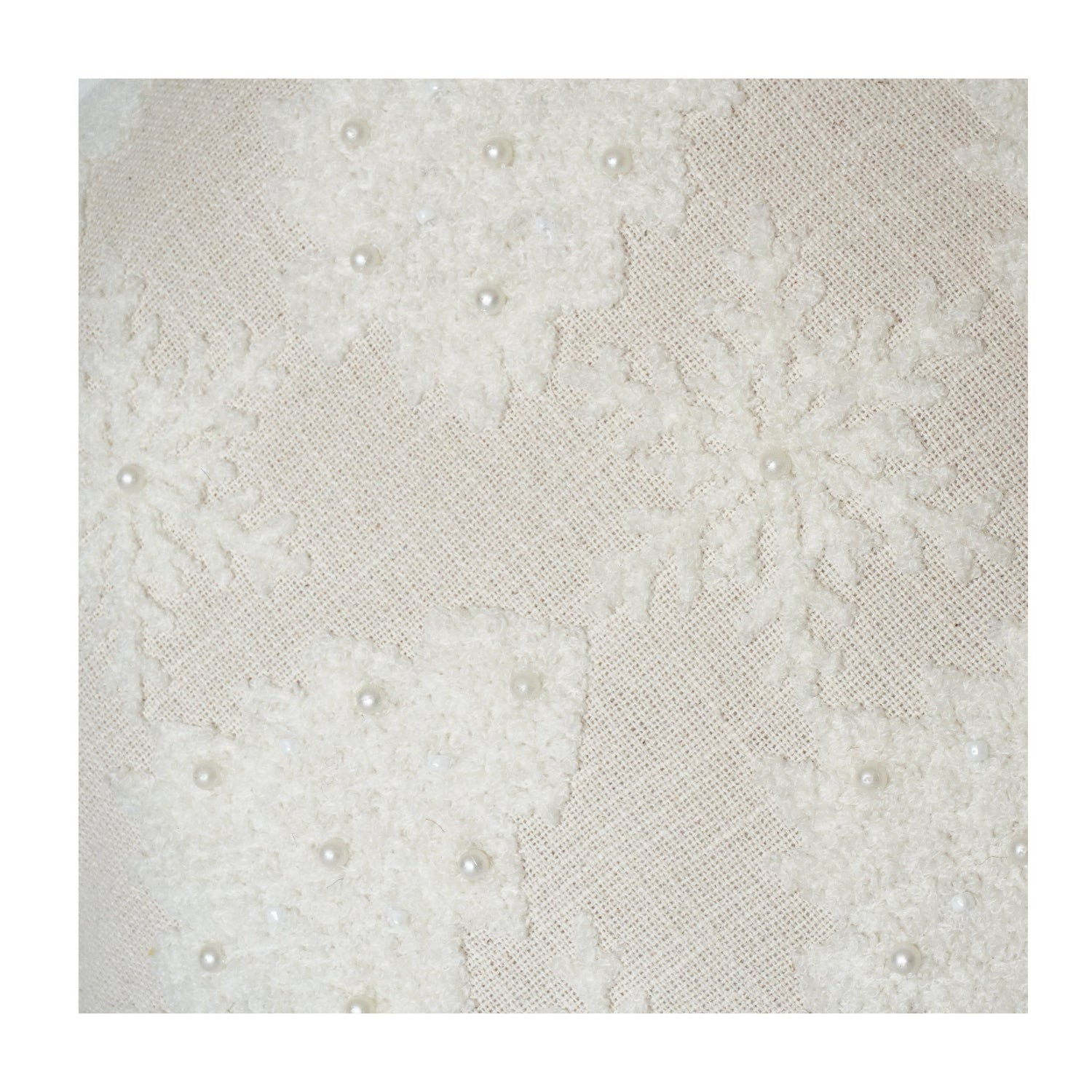 Housse de coussin en coton brodée flocon de neige ivoire | Coussin décoratif texturé d'inspiration hivernale | 45x45 cm