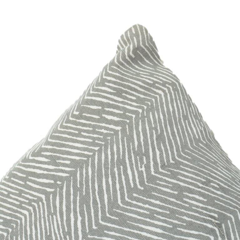 Hand Printed Cotton Cushion Cover – Grey Chevron Pattern | Modern Minimalist Decorative Pillow Cover | 18x18 Inch