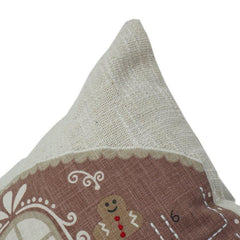 Weihnachtliches Lebkuchenhaus Adventskalender-Kissenbezug – Bestickter Baumwoll-Feiertagskissenbezug mit Taschen (45x45 cm)