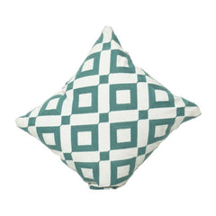 Geometric Embroidered Cotton Cushion Cover 45x45 cm – Teal Diamond Pattern | Modern Decorative Throw Pillow