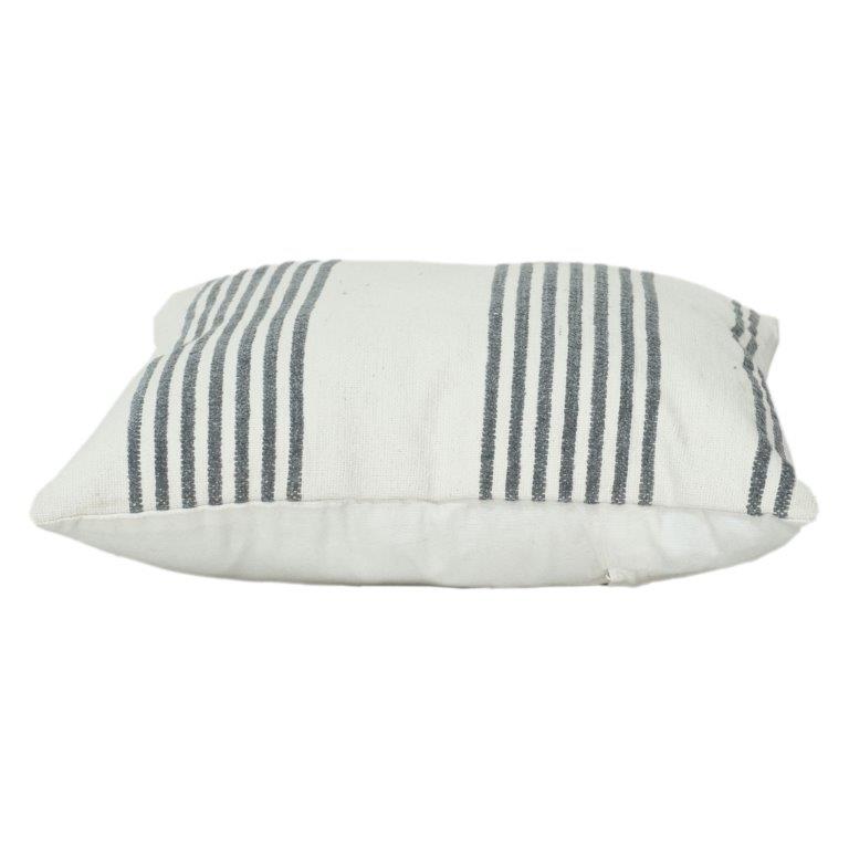 Minimalist Striped Cotton Cushion Cover 45x45 cm | Neutral Woven Throw Pillow Cover with Grey Stripes | Modern Farmhouse Decor
