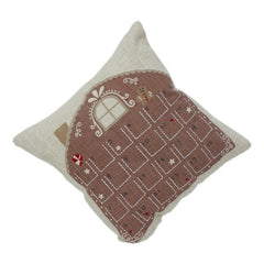 Weihnachtliches Lebkuchenhaus Adventskalender-Kissenbezug – Bestickter Baumwoll-Feiertagskissenbezug mit Taschen (45x45 cm)