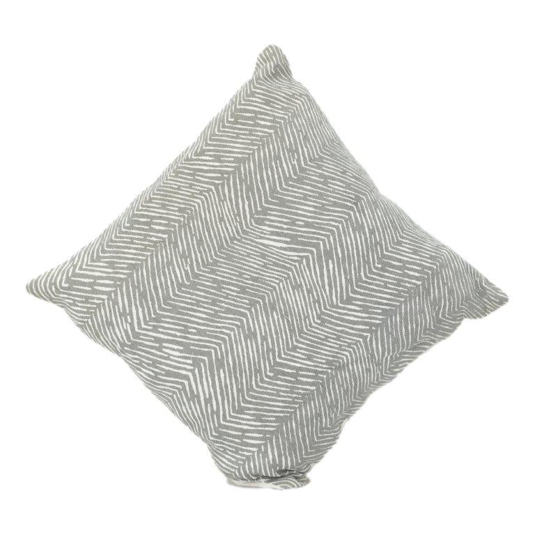Hand Printed Cotton Cushion Cover – Grey Chevron Pattern | Modern Minimalist Decorative Pillow Cover | 18x18 Inch