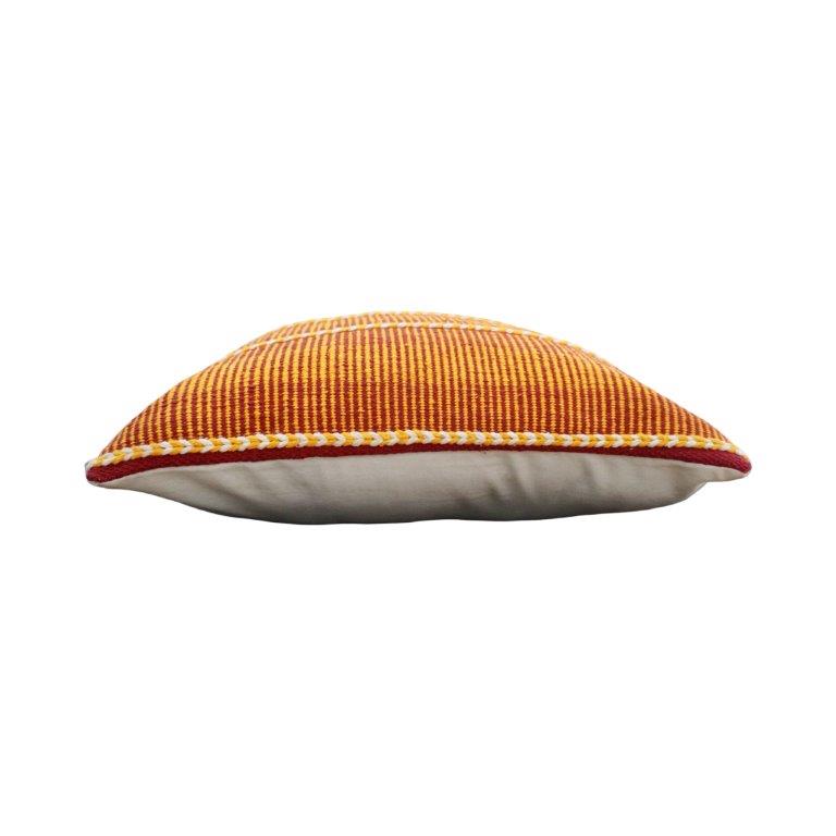 Handmade Striped Cotton Cushion Cover 45x45 cm | Woven Decorative Throw Pillow Cover with Braided Detailing | Boho Rustic Home Décor - Bulk manufacturer & supplier from Panipat, India