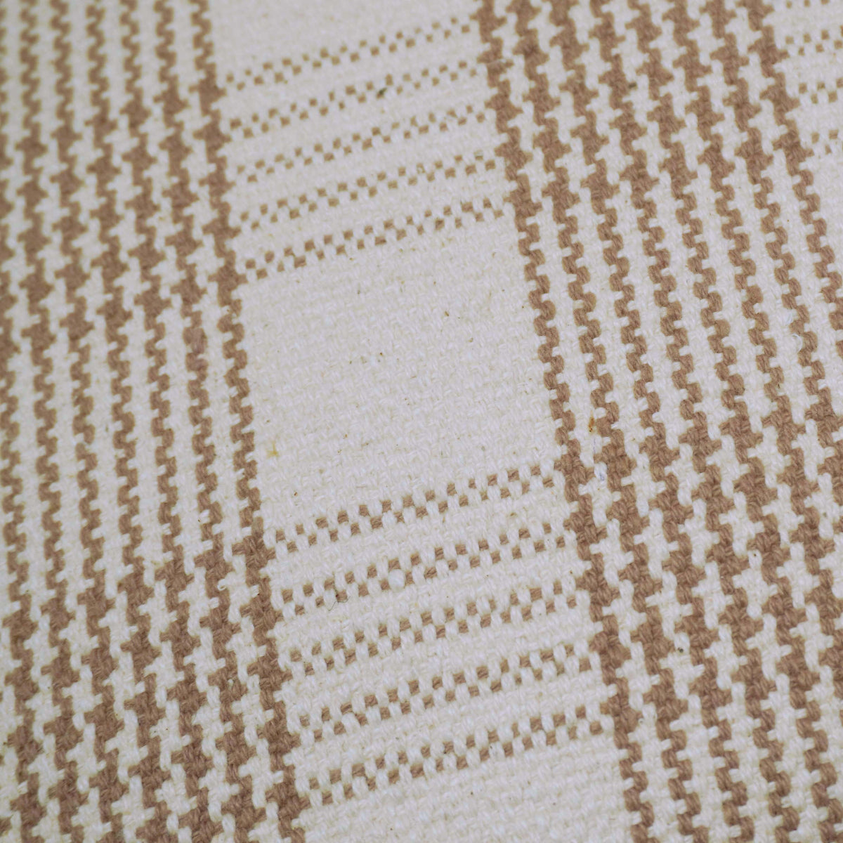 Beige and cream textured checkered handwoven cotton cushion cover 45x45 cm