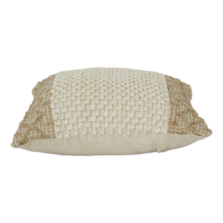 Rustic Cotton Jute Throw Pillow Cover | Neutral Textured Cushion – 45x45 cm - Bulk manufacturer & supplier from Panipat, India