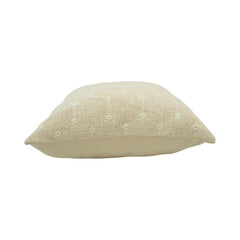 Ivory Geometric Embroidered Cotton Cushion Cover – 45x45 cm | Textured Boho Throw Pillow Cover