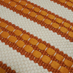 Handwoven Cotton Striped Cushion Cover 45x45 cm | Textured Woven Throw Pillow Cover | Rust & Ivory Decorative Cushion Cover | Hidden Zipper | 18x18 Inch