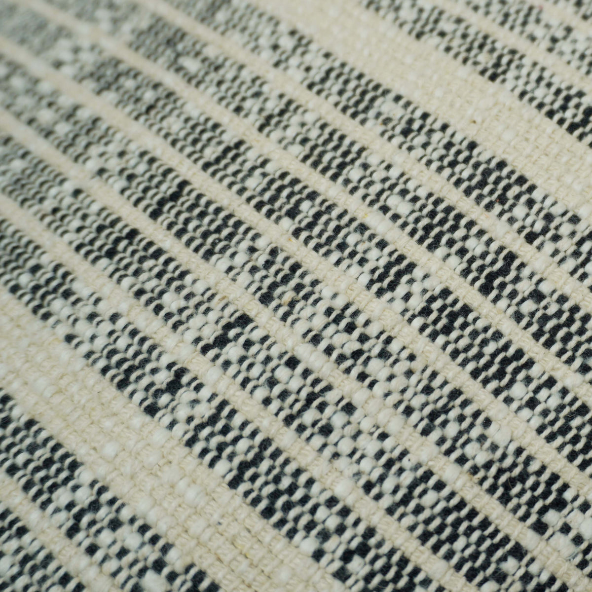 Handwoven Textured Stripe Cushion Cover – Ivory & Grey, 45 x 45 cm