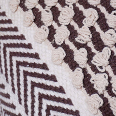 Handmade Textured Cotton Cushion Cover 45x45 cm | Brown & Ivory Woven Boho Throw Pillow Cover | Artisan Decorative Cushion Case
